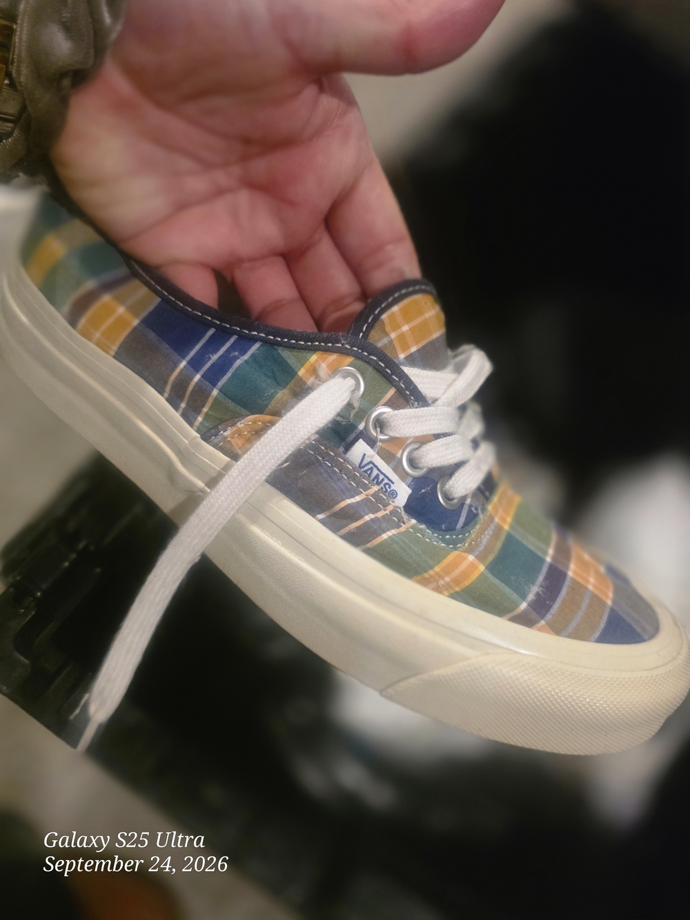 Vans Kids Plaid Canvas Sneakers - Blue, Green, Yellow, Brown